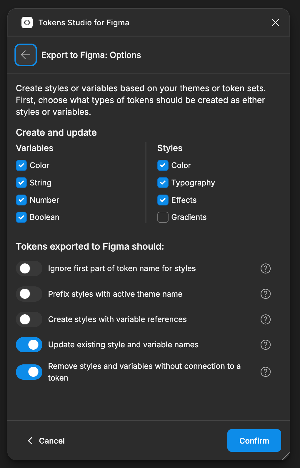 final settings to configure import